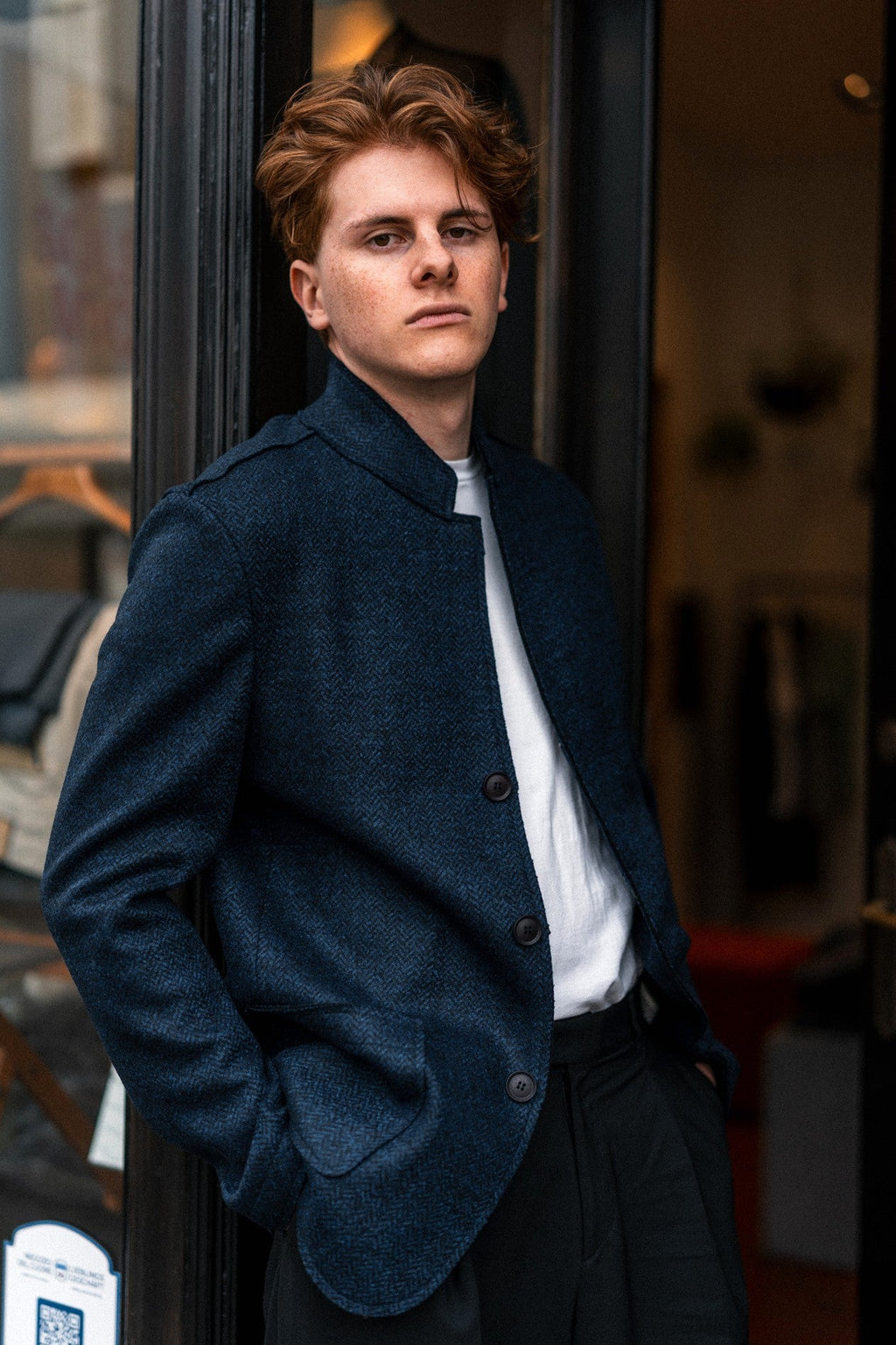 AP Albin Herringbone Navy